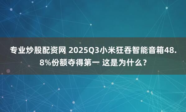 专业炒股配资网 2025Q3小米狂吞智能音箱48.8%份额夺得第一 这是为什么？