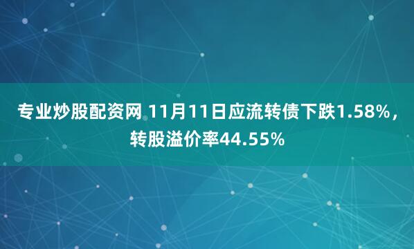 专业炒股配资网 11月11日应流转债下跌1.58%，转股溢价率44.55%