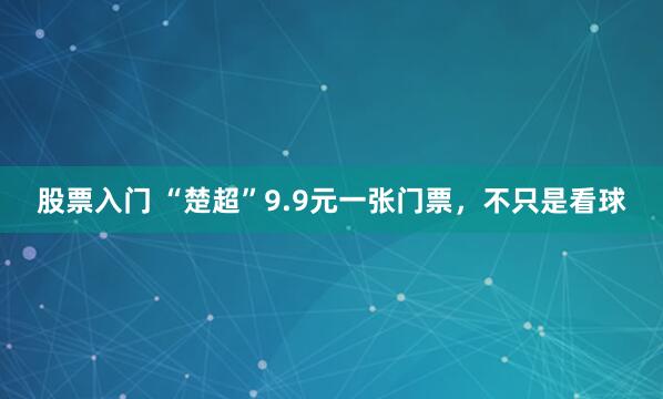 股票入门 “楚超”9.9元一张门票，不只是看球